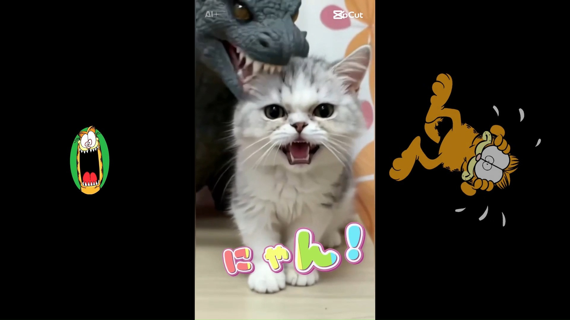 ゴジラ（擬き）君と可愛いペルシャ仔猫のコラボムービー！