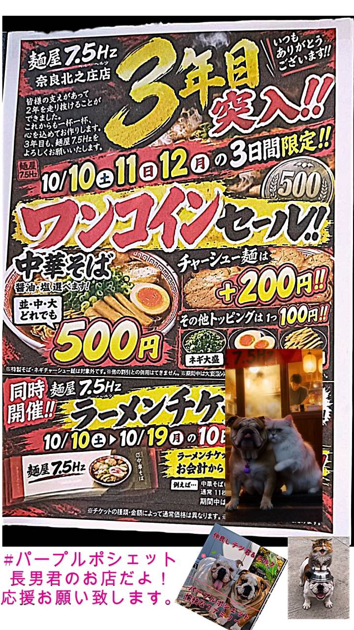 パープルポシェットの長男君のラーメン店（麺屋7.5ＨＺ北之庄...